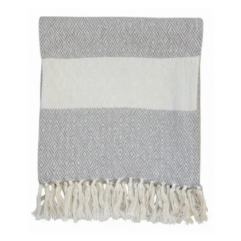 Chic Antique Éternel Handtuch Grau/Weiß mit Muster – Baumwolle 45x90 cm