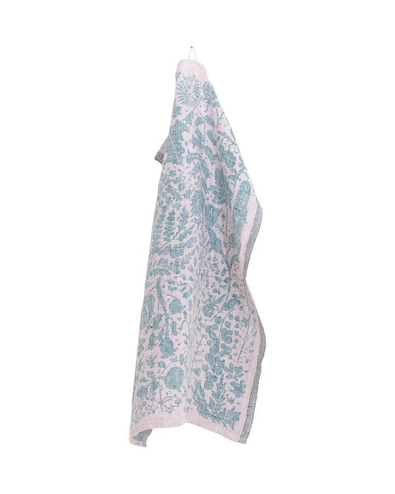 Leinen-Handtuch VILLIYRTIT - Rosa-Petrol (48 x 70 cm)