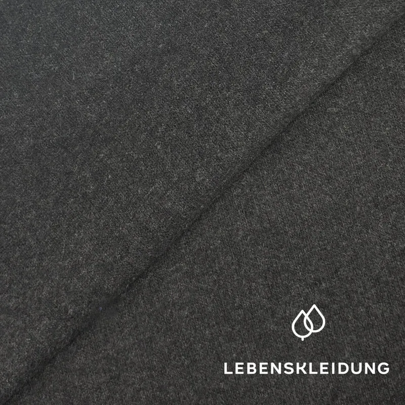 Re-Life Gebrushter Stretch Jersey mit recycelter Baumwolle und Polyacryl Schwarz meliert