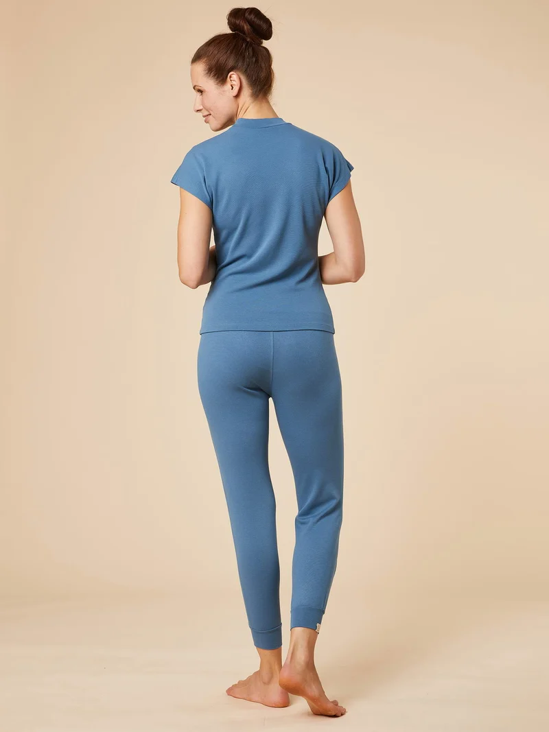 Re-Life Performance Interlock Stoff mit Ecovero Graublau