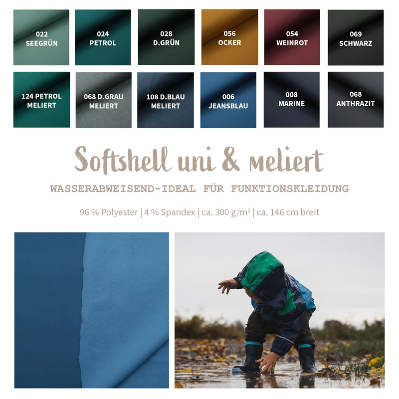 Softshell uni & meliert *Ab 50 cm
