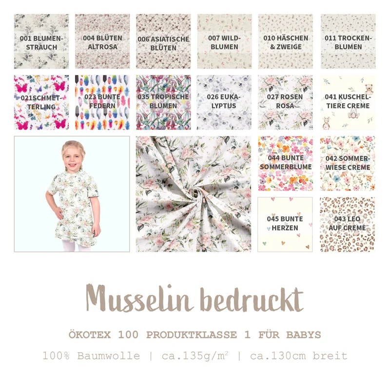 Musselin bedruckt *Ab 25 cm