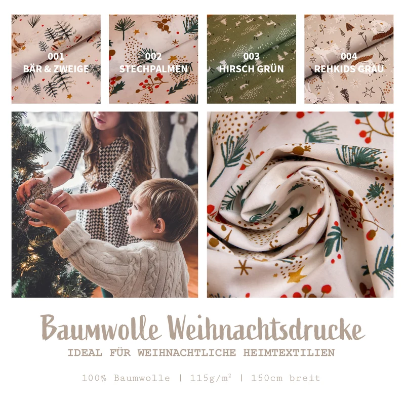 Baumwolldruck Weihnachten * Ab 25 cm