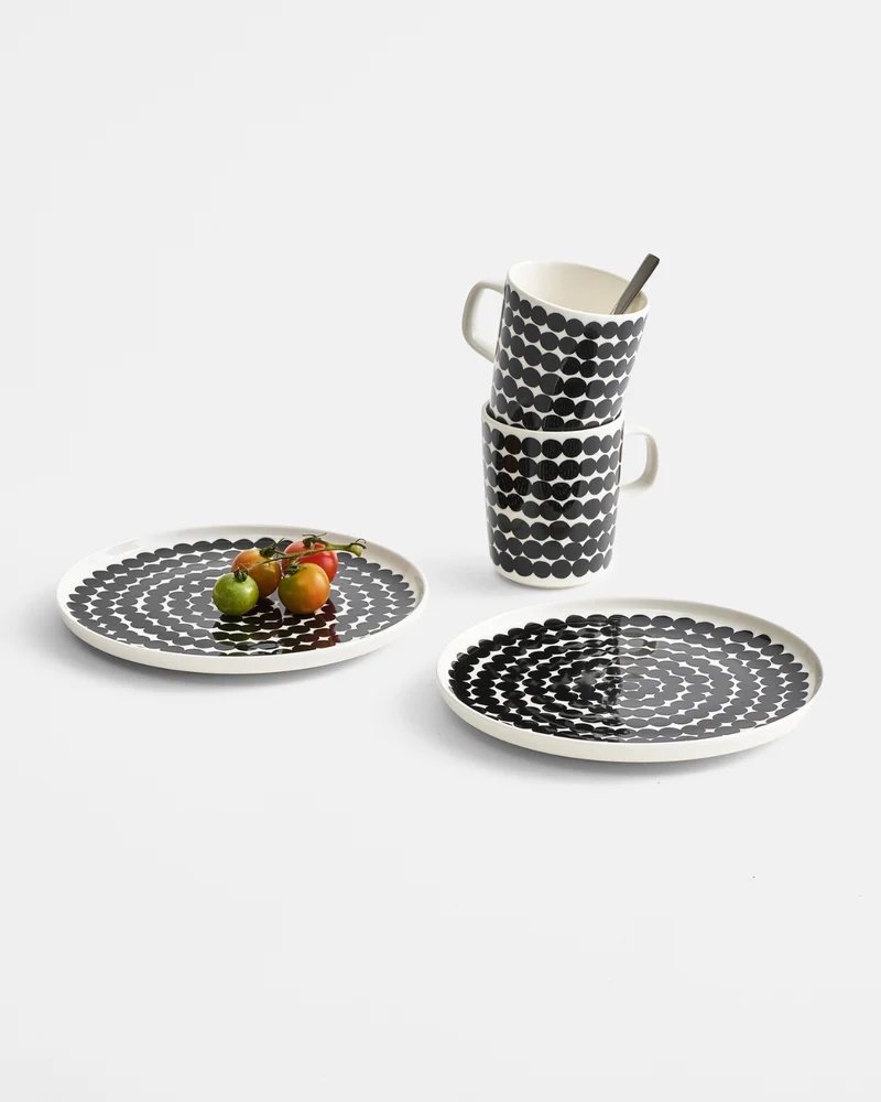 Teller Oiva / Siirtolapuutarha - Schwarz / Weiß (Ø 20 cm)