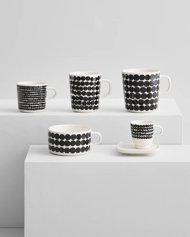 Kaffeetasse Oiva / Siirtolapuutarha - Schwarz / Weiß (200 ml)