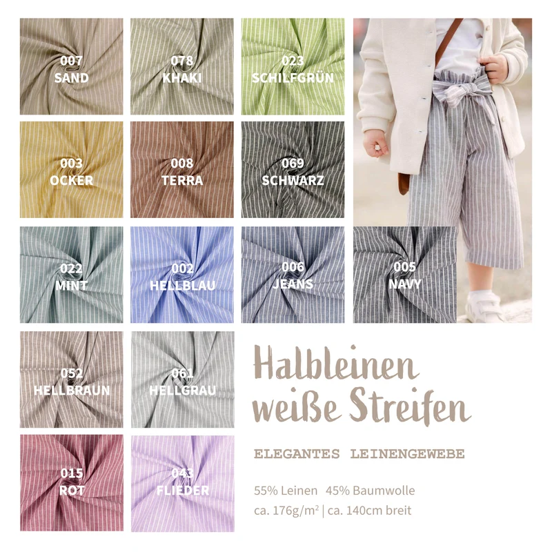 Halbleinen gemustert Streifen * Ab 50 cm