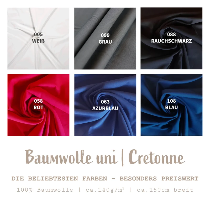 Baumwollstoff Uni - Spezialpreis *Ab 50cm
