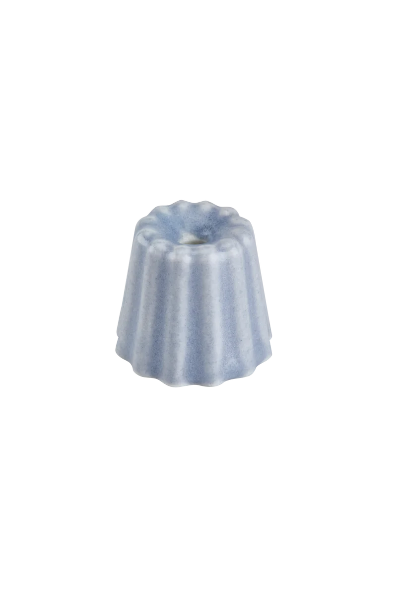 Gugelhupf-Kerzenhalter aus Porzellan - Blaugrau