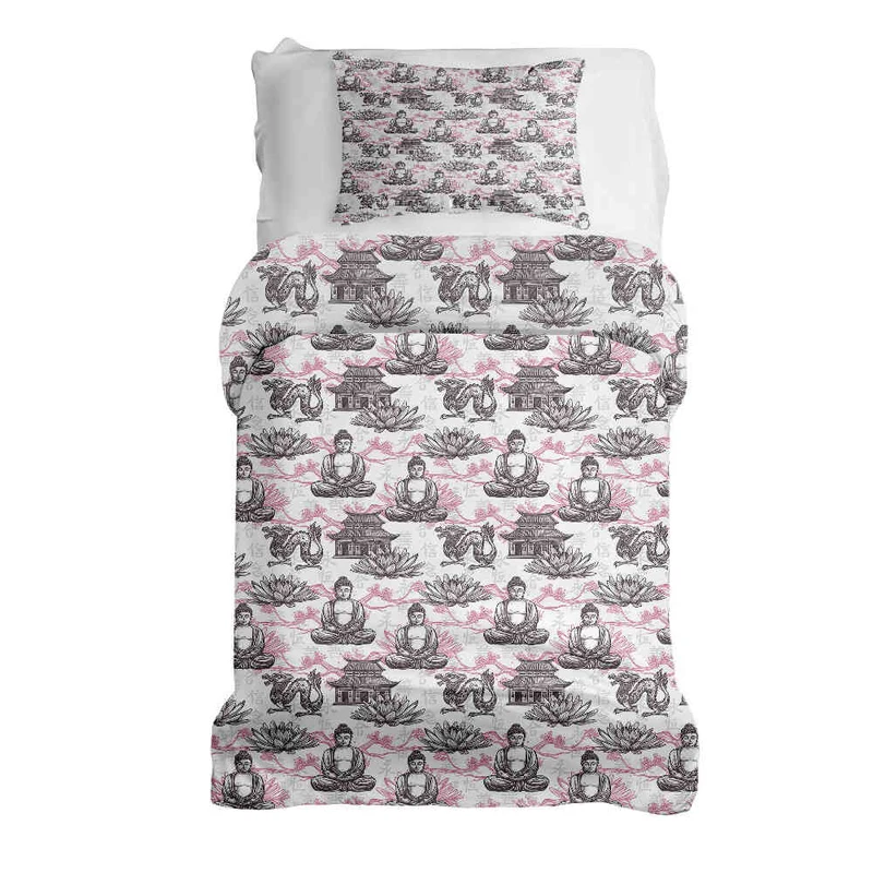Therapiedecken Bettwäschen Set mit rosa Buddha