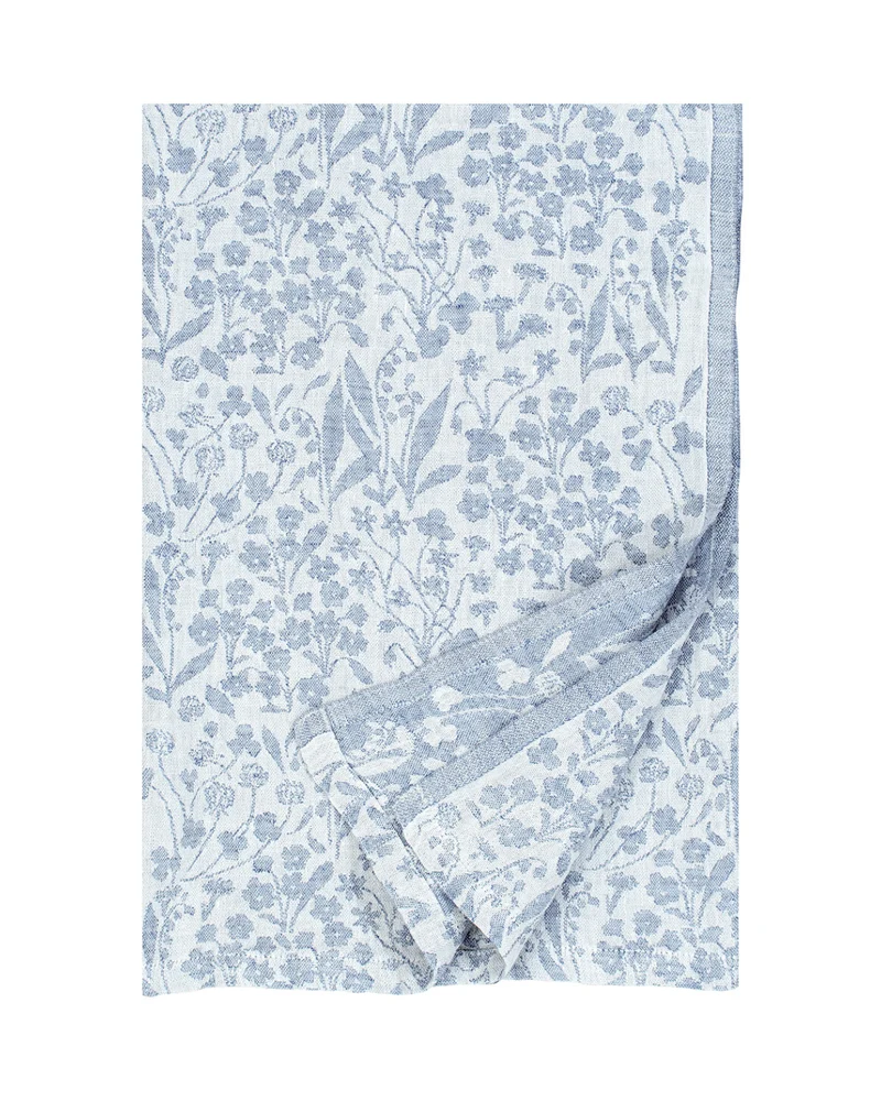 Decke/Tischdecke NIITTY - Weiß-Regenblau (150 x 260 cm)
