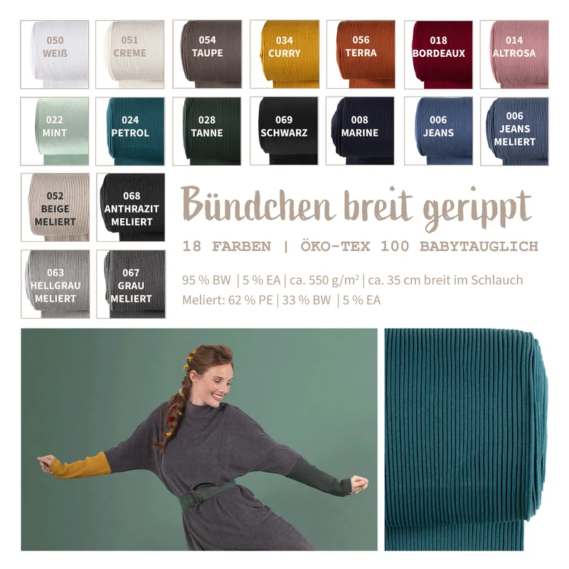 Grobstrick Bündchen im Schlauch * Ab 25 cm