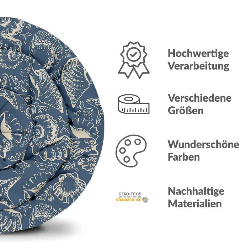 Therapiedecken Bettwäschen Set Blau mit Muscheln