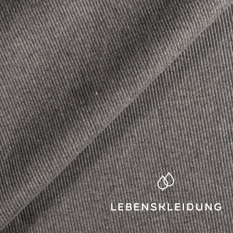 Re-Life RIB 2x1 (Bündchen) Stoff - Grau meliert / dunkel
