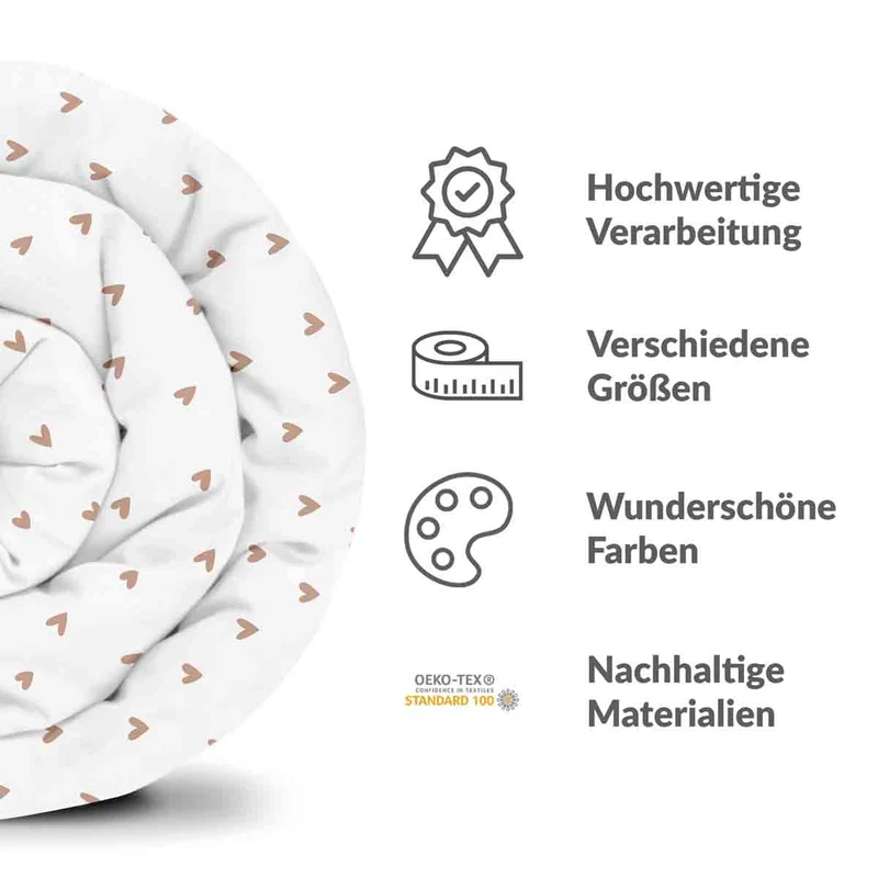 Therapiedecken Baumwollbezug Weiß mit Herzchen