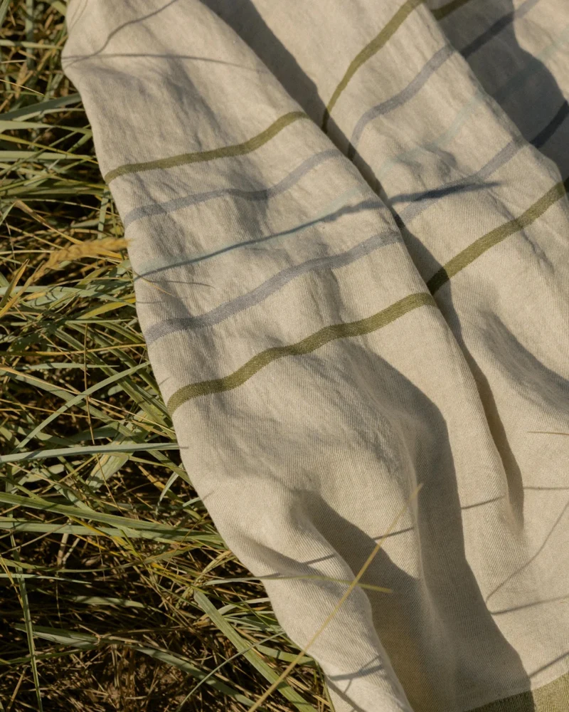 Großes Badetuch VIRTA - Leinen-Oliv-Grau (95 x 180 cm)