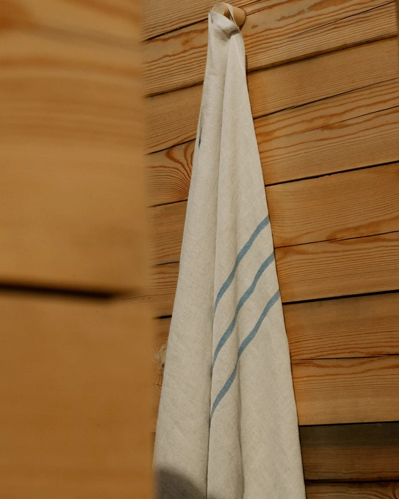 Großes Badetuch USVA - Leinen-Blau (95 x 180 cm)