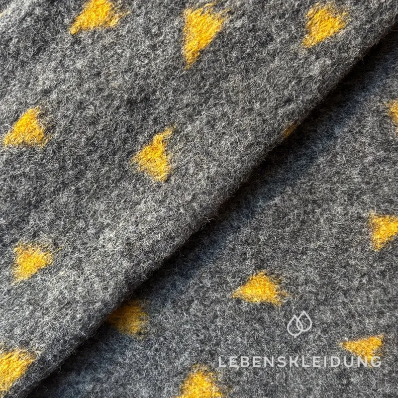 Re-Life Gemusterter Bio Wollwalk aus Bio-Wolle und Bio-Baumwolle - Dunkelgrau Meliert Dreiecke
