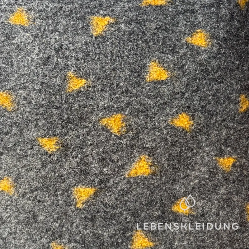 Re-Life Gemusterter Bio Wollwalk aus Bio-Wolle und Bio-Baumwolle - Dunkelgrau Meliert Dreiecke