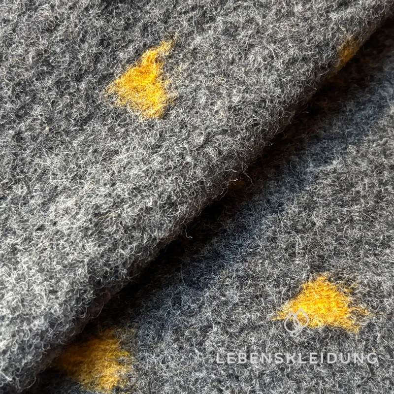 Re-Life Gemusterter Bio Wollwalk aus Bio-Wolle und Bio-Baumwolle - Dunkelgrau Meliert Dreiecke