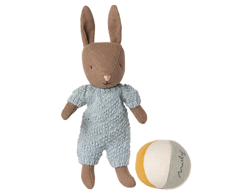 Kaninchen Set Mikro mit Ball - Braun/Blau