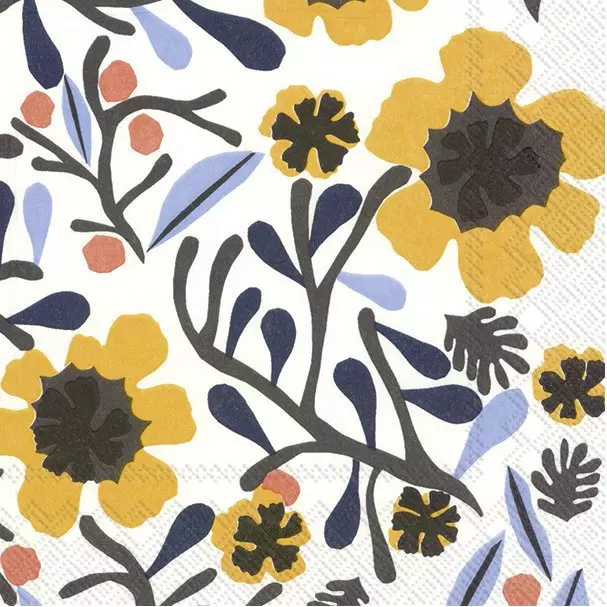 Marimekko Papierservietten - MYKERÖ white yellow