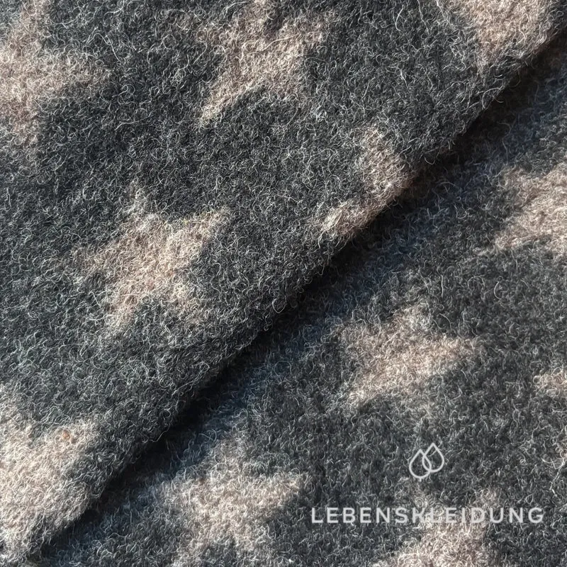 Re-Life Gemusterter Bio Wollwalk aus Bio-Wolle und Bio-Baumwolle - Schwarz Meliert Sterne