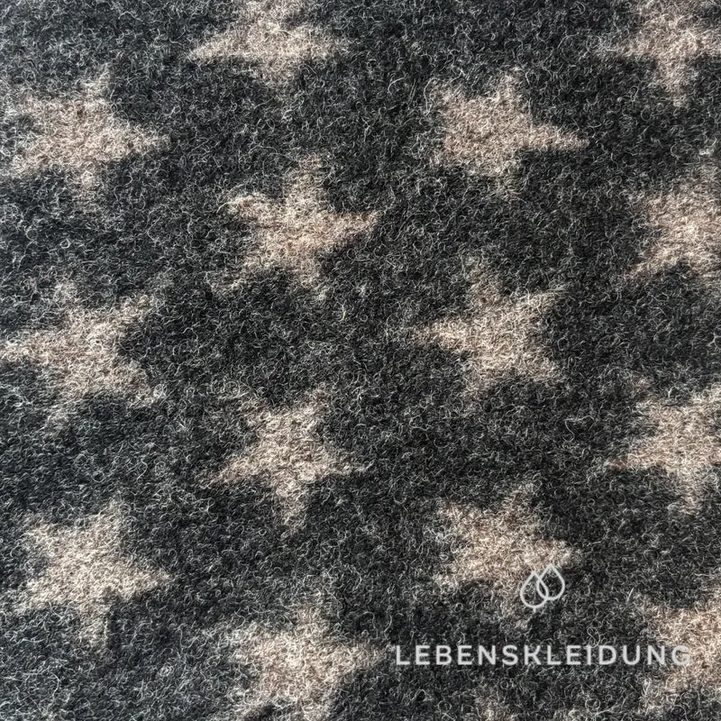 Re-Life Gemusterter Bio Wollwalk aus Bio-Wolle und Bio-Baumwolle - Schwarz Meliert Sterne