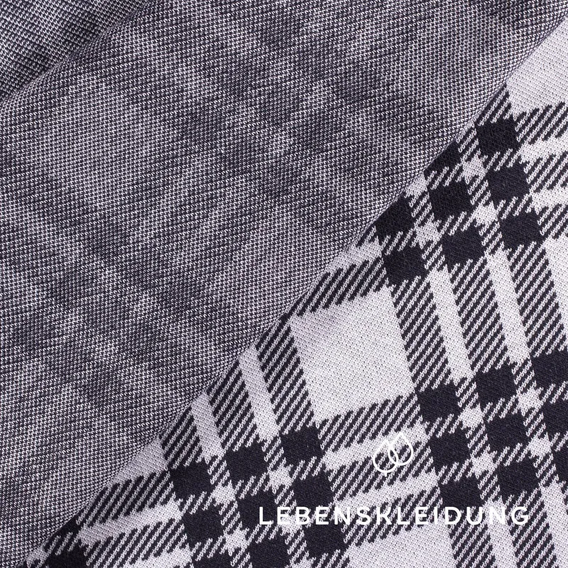 Bio Interlock Stoff - Navy White checked