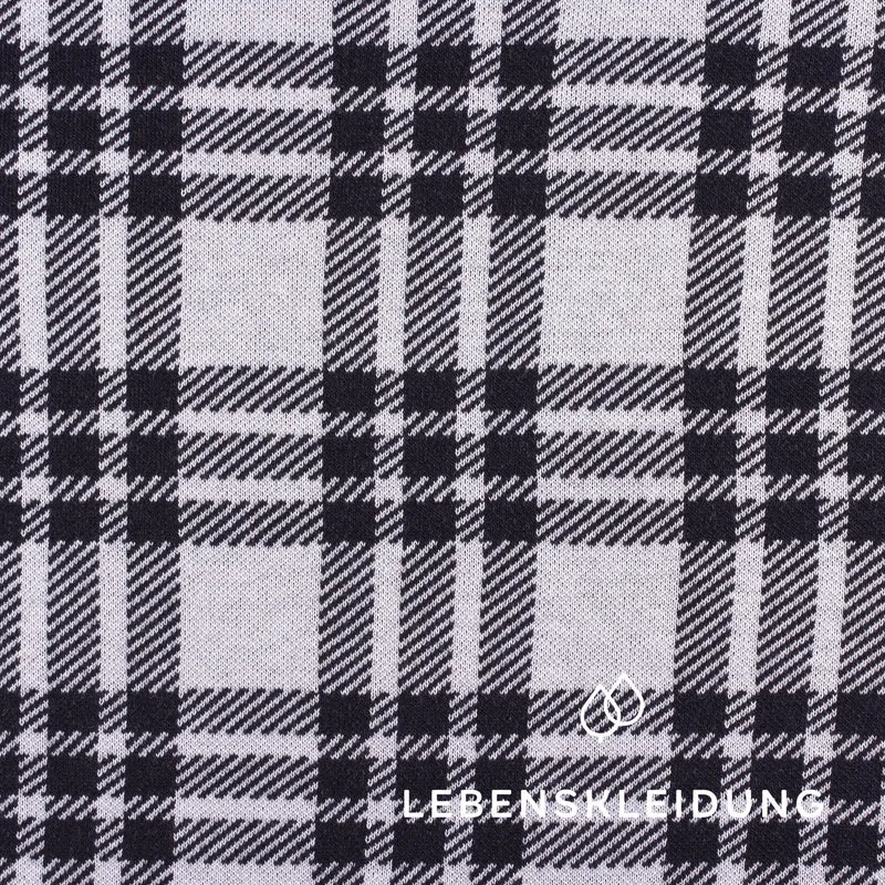 Bio Interlock Stoff - Navy White checked
