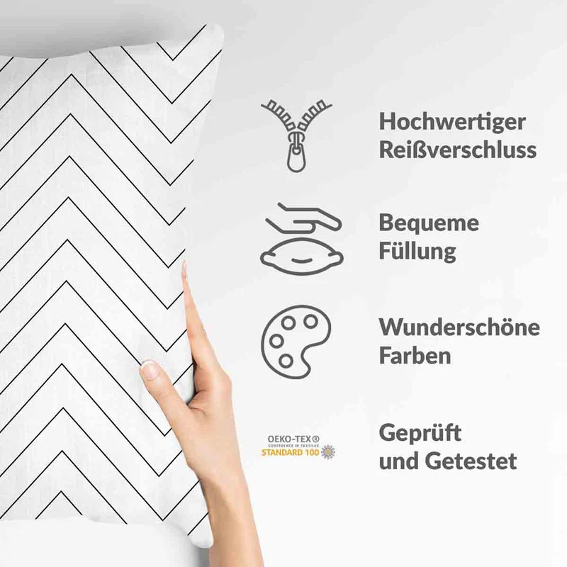 Gesundheitskissen Weiß mit schwarzem ZickZack