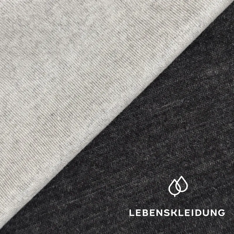 Re-Life Doubleface Rib Jersey – Bio-Wolle & Bio-Baumwolle - Natur - Anthrazit