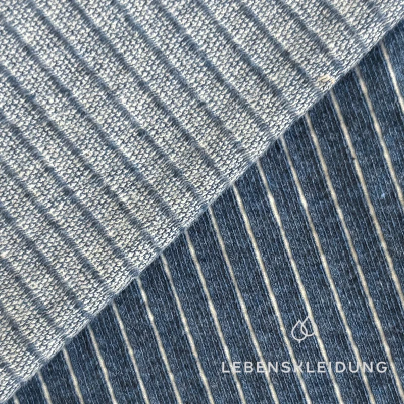 Re-Life Vertical Stripe Jacquard Jersey aus Bio-Baumwolle - Jeans Meliert