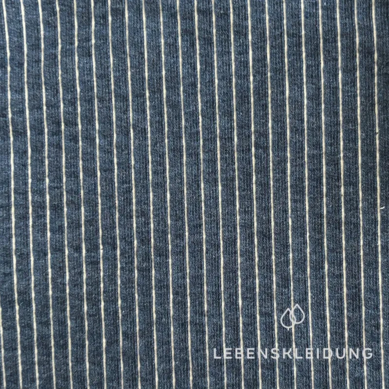 Re-Life Vertical Stripe Jacquard Jersey aus Bio-Baumwolle - Jeans Meliert