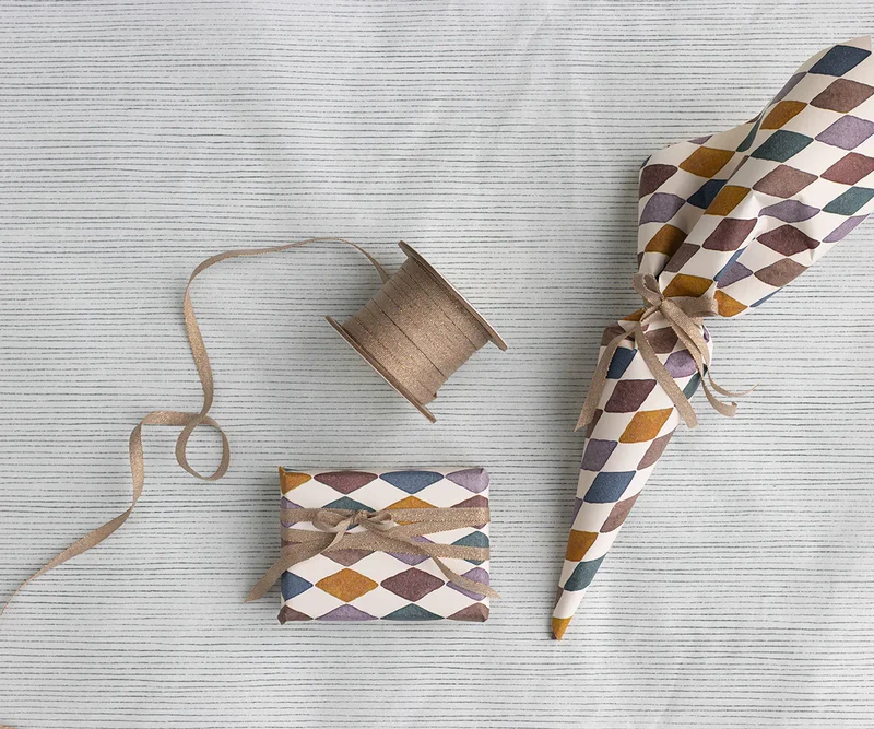 Geschenkband Ribbon, 25 m - Vintage rose / Gold