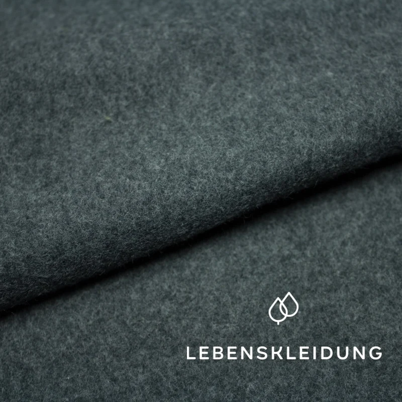Bio Fleece Stoff - Schwarz meliert
