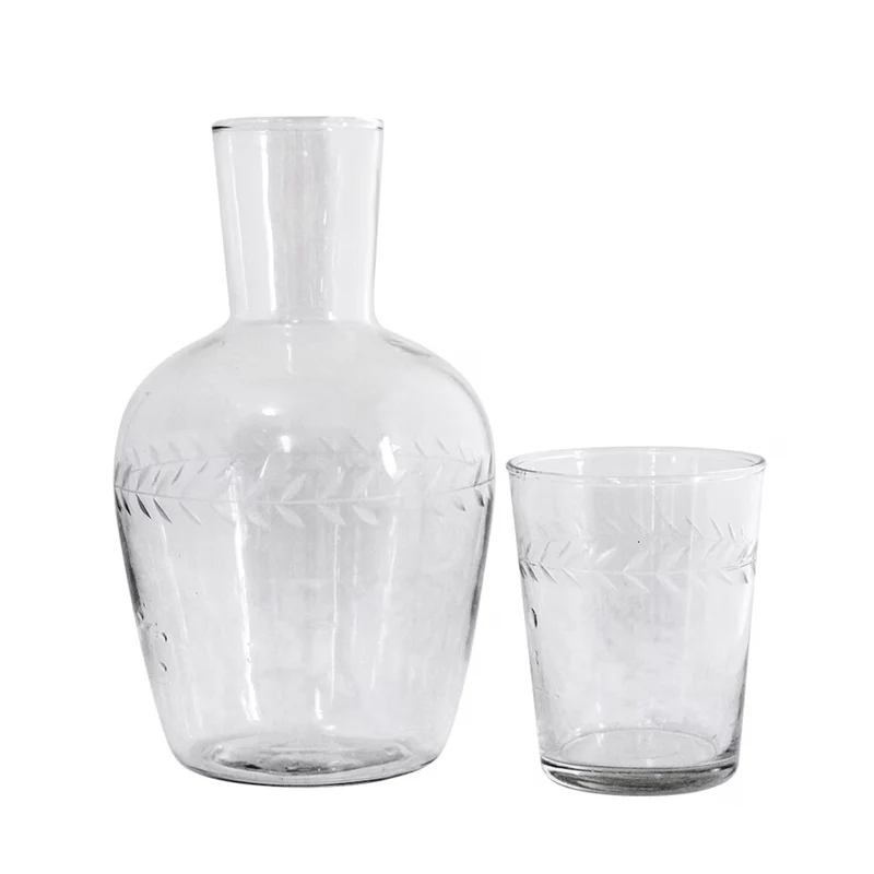 Glaskaraffe mit Trinkglas Set