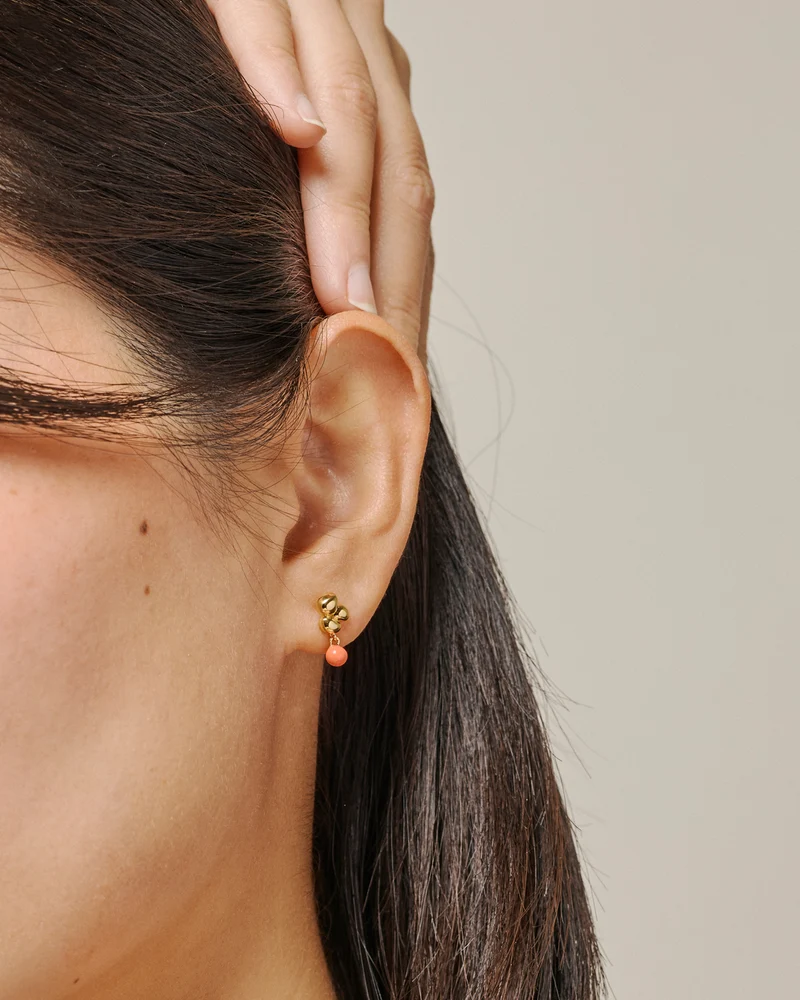 Ohrringe Nara Ball – Gold/Light Coral