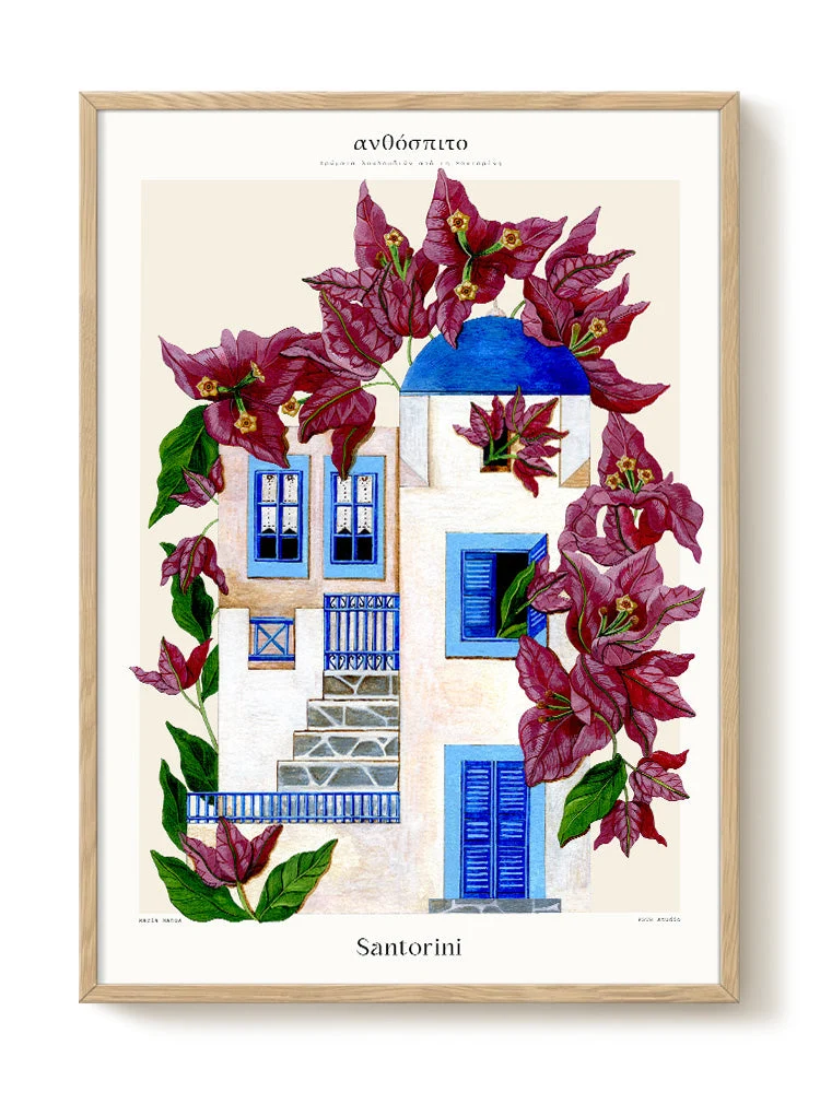 Druck - Flower Houses - Santorini