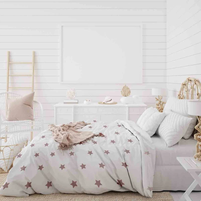 Therapiedecken Baumwollbezug Weiß mit rosa Sternen