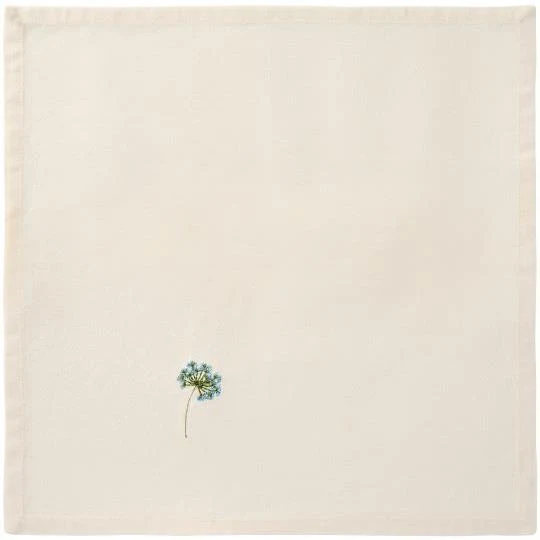 Stoffserviette Flora mit Stickerei - Doldenblume blau