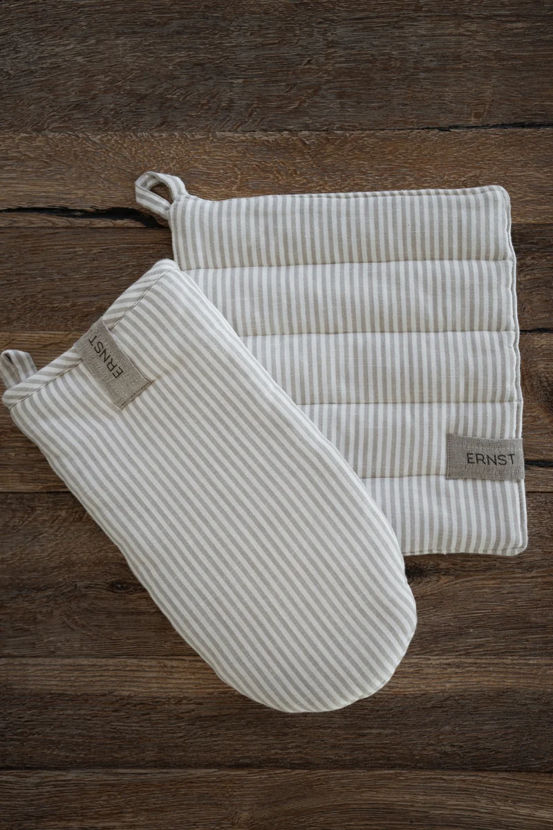Ofenhandschuh Beige/Weiß