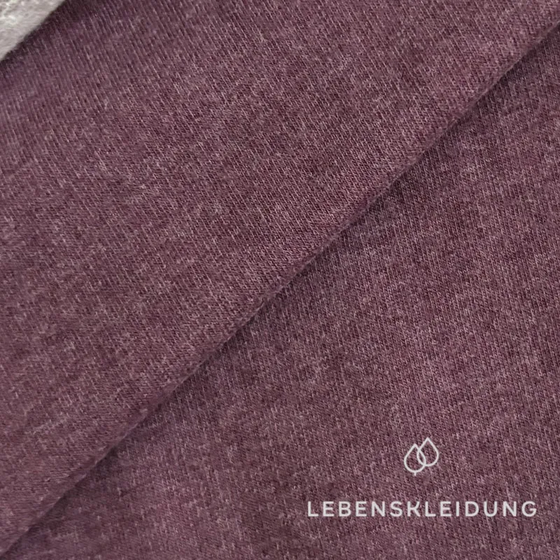 Re-Life Weicher Bio-Baumwolle Baby-Sweatstoff geraut mit Stretch - Pflaume Meliert