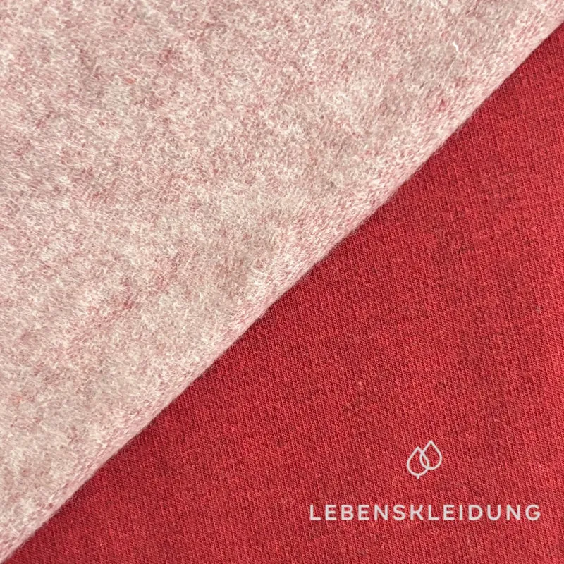 Re-Life Weicher Bio-Baumwolle Baby-Sweatstoff geraut mit Stretch - Kirsche Meliert
