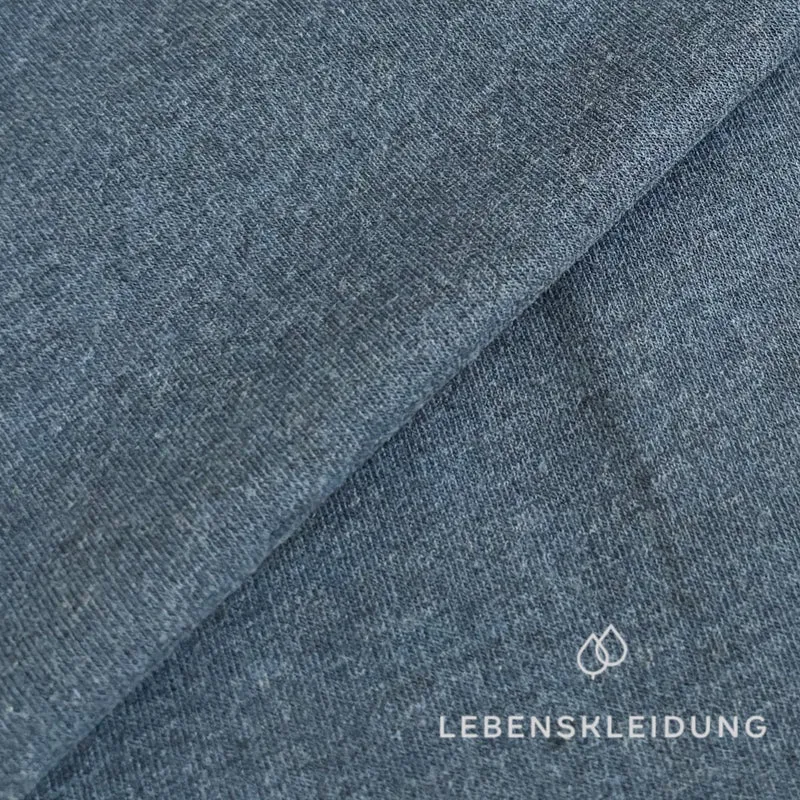 Re-Life Weicher Bio-Baumwolle Baby-Sweatstoff geraut mit Stretch - Jeans Meliert
