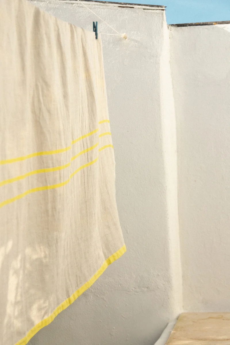 Großes Badetuch USVA - Leinen-Gelb (95 x 180 cm)