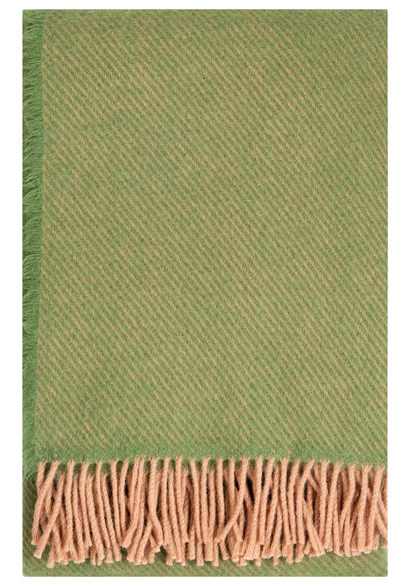 Wolldecke Ilo - powder/olive (130 x 200 cm)