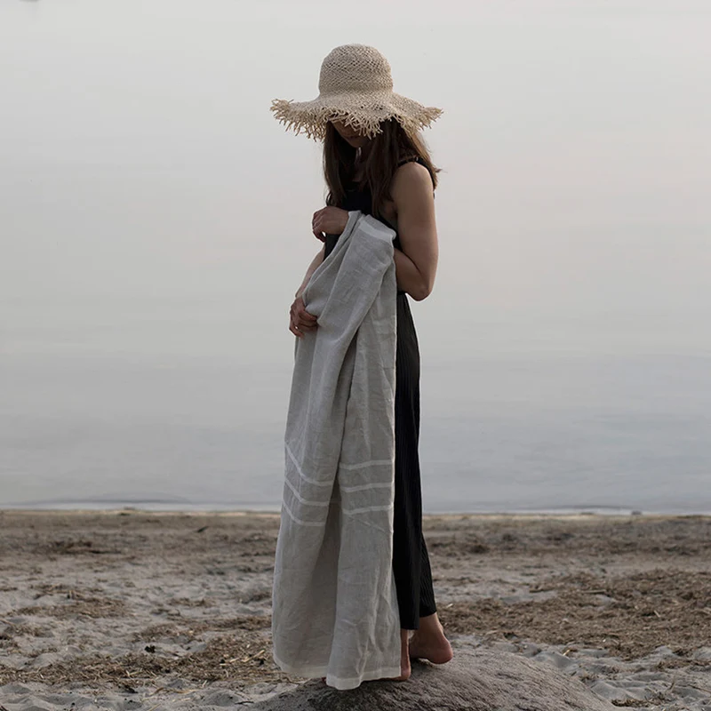 Strandtuch aus Leinen USVA - linen-white (95 x 180 cm)