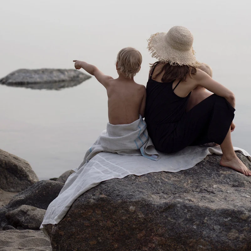Strandtuch aus Leinen USVA - linen-white (95 x 180 cm)