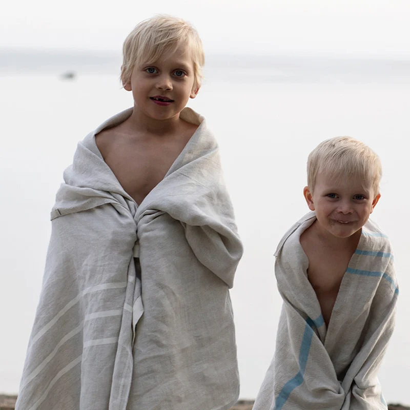 Strandtuch aus Leinen USVA - linen-white (95 x 180 cm)