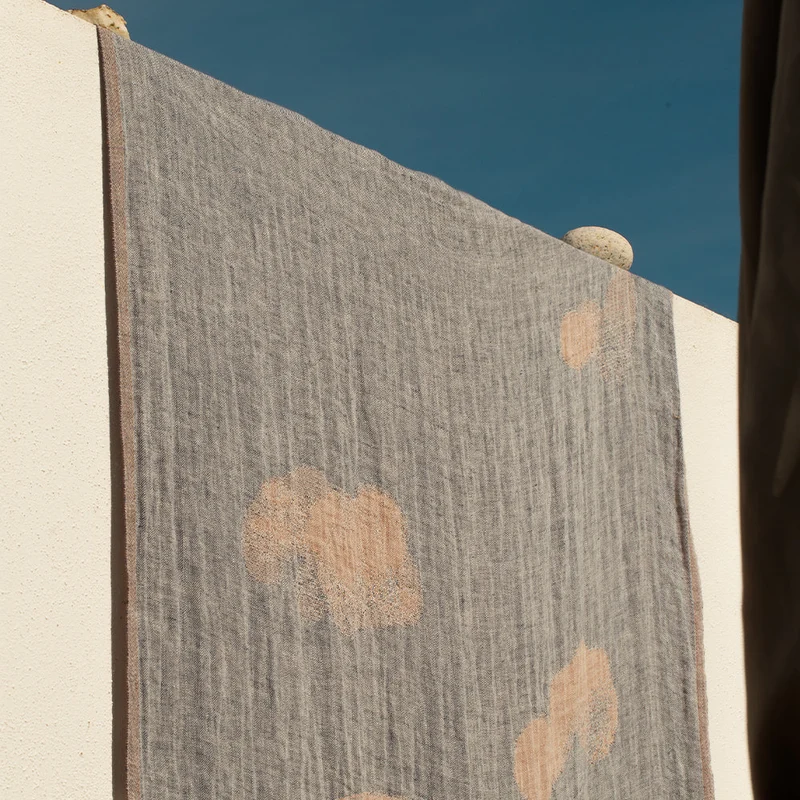 Strandtuch aus Leinen HIETSU - cinnamon-blue (95 x 180 cm)